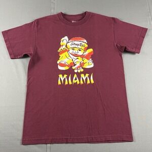 Stray Rats Medium Burgundy T-Shirt Graphic Streetwear Miami Rare Made Mexico